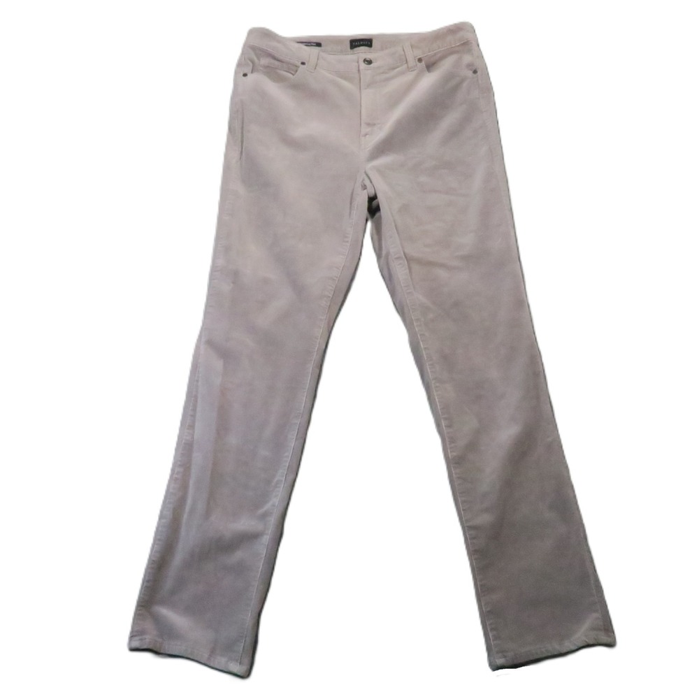Talbots Corduroy Straight Leg Pants Women 10 Taupe Stretch Classic Casual Preppy